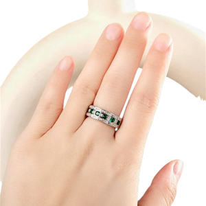 Ladies Band Silver & Green Stone - Image 2