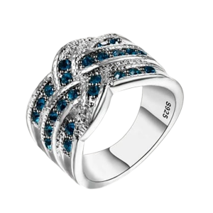 Ring Ladies Silver With Blue Stone - Image 3