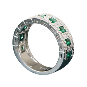 Ladies Band Silver & Green Stone - Image 1