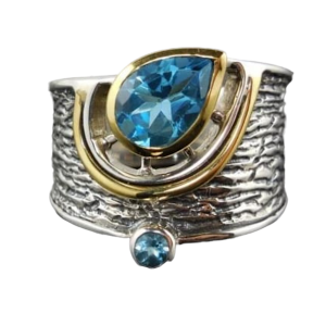 Band Ladies Silver Color With Blue Stone - Image 1