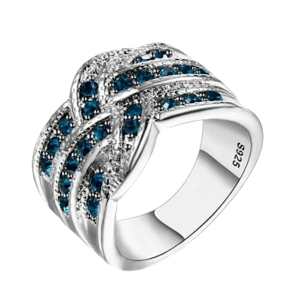 Ring Ladies Silver With Blue Stone - Image 1